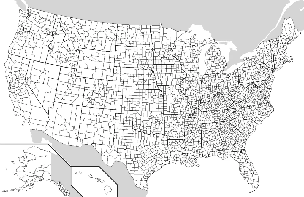 Mapa hrabstw USA