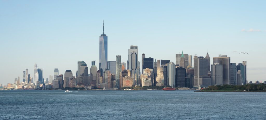 Widok na Manhattan z promu na Staten Island