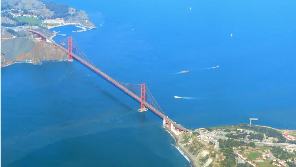 Most Golden Gate z lotu ptaka