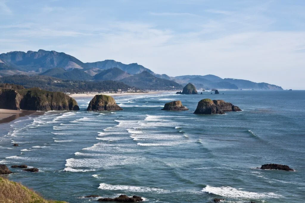 Widok na wybrzeże Oregonu od strony południowej z Ecola State Park
