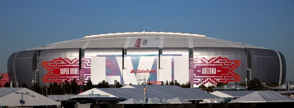 State Farm Stadium podczas Super Bowl LVII w Glendale w Arizonie, 2023 r.