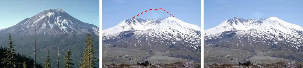 Góra Św. Heleny przed i po erupcji